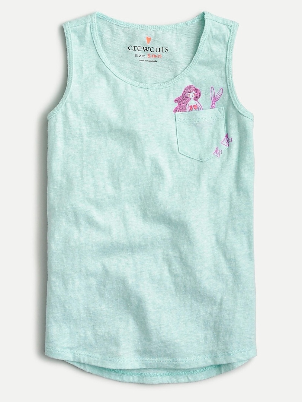 J.Crew Crewcuts Girls Mermaid Pocket Tank Top Aqua Light Blue Size S (6-7)